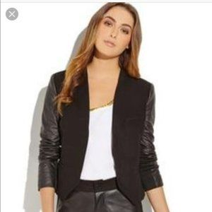 Ark & Co Faux Leather Sleeve Blazer Size S Black